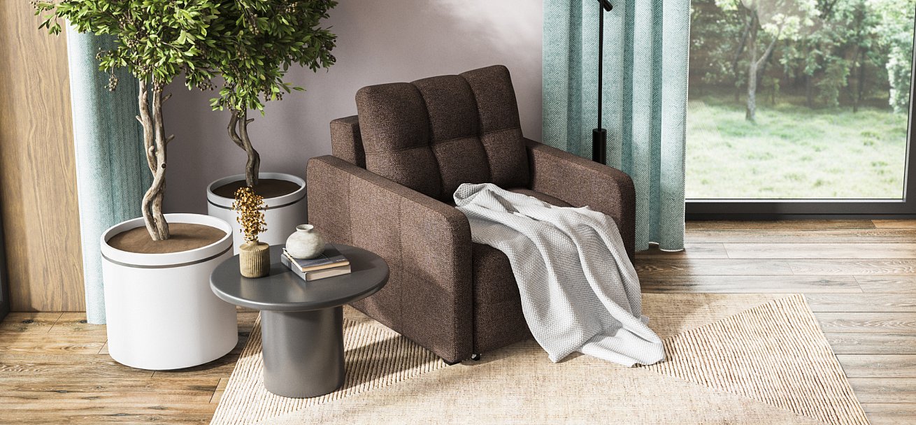 Кресло-кровать Денди Слим рогожка Malmo шоколад