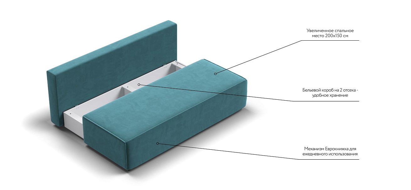 Диван NORD mini велюр Monolit зеленый