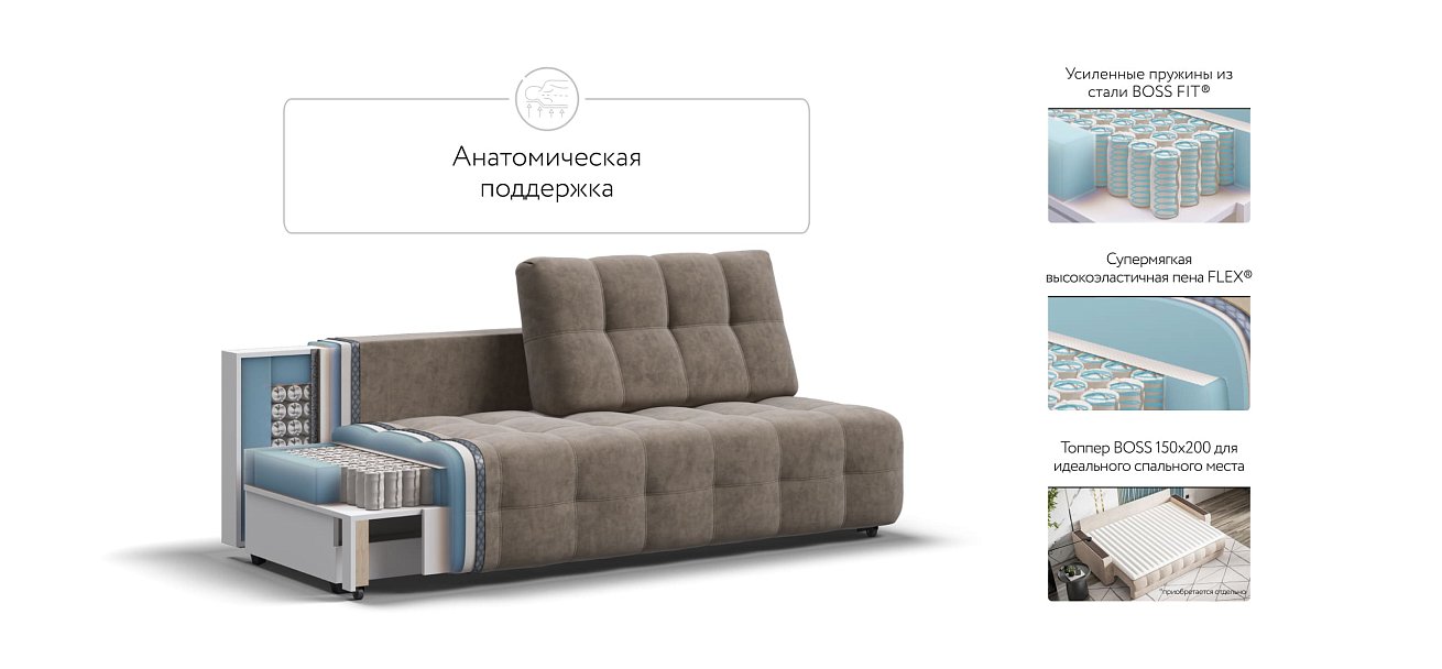 Диван BOSS 2.0 MINI Велюр Роял тауп