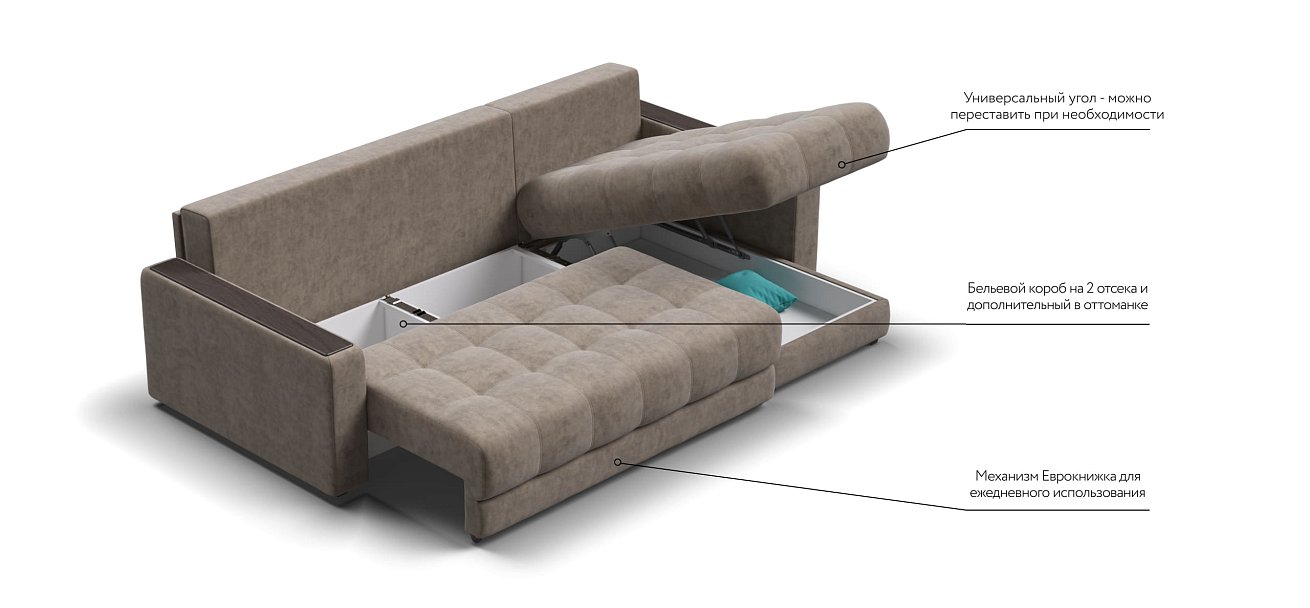 Угловой диван BOSS 3.0 Classic XL Велюр Роял тауп