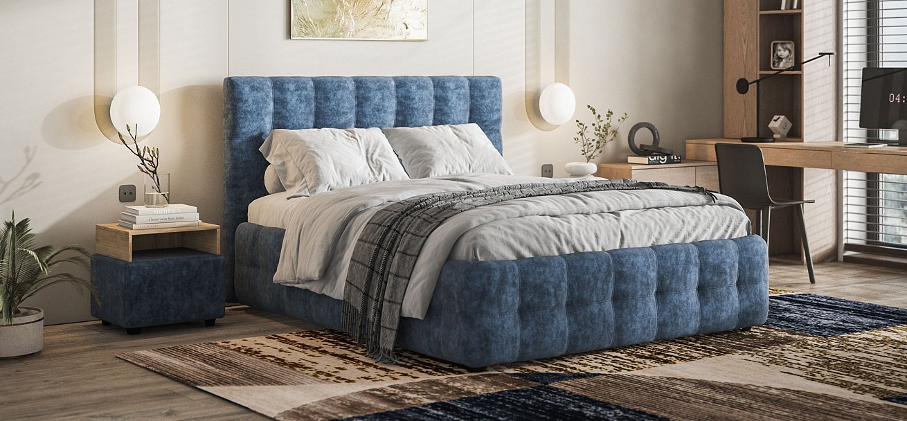 Кровать Босс 160*200 Про Велюр Royal топаз NEW