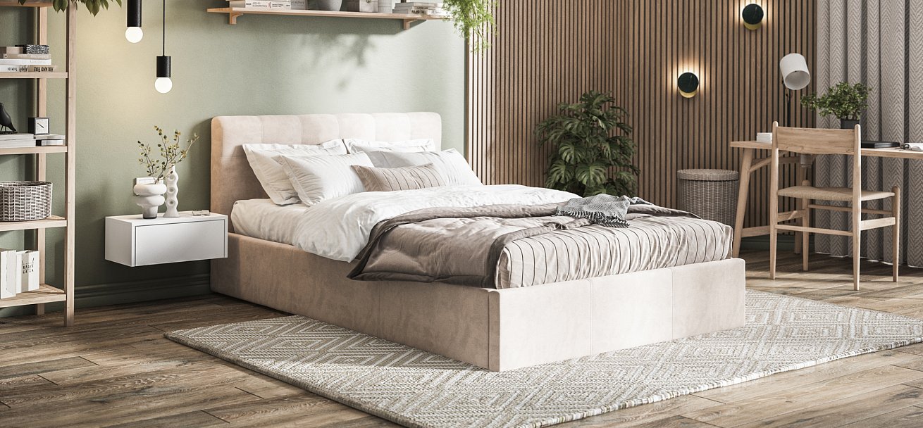 Кровать Белла 140*200 велюр Monolit латте