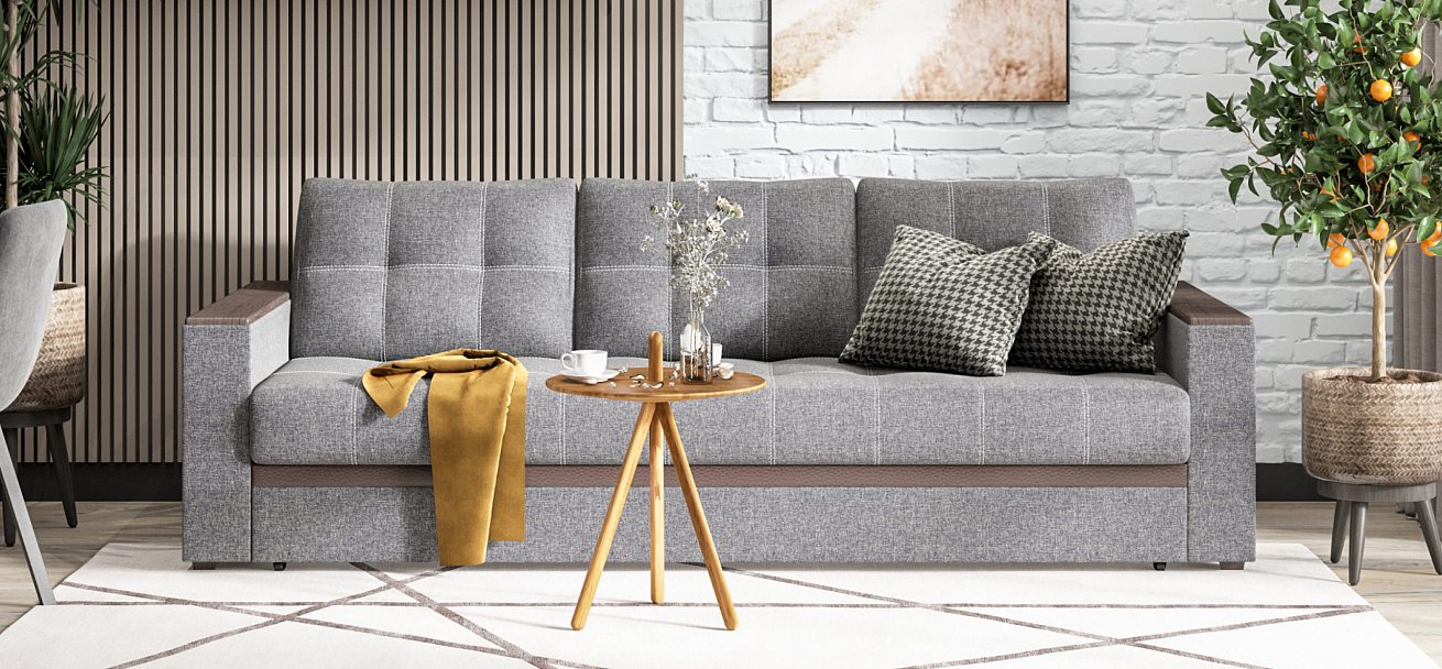 Диван Атланта Люкс SE рогожка Malmo серый