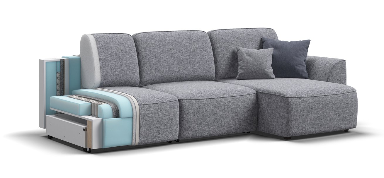 Угловой диван KING SE Рогожка Vento серый