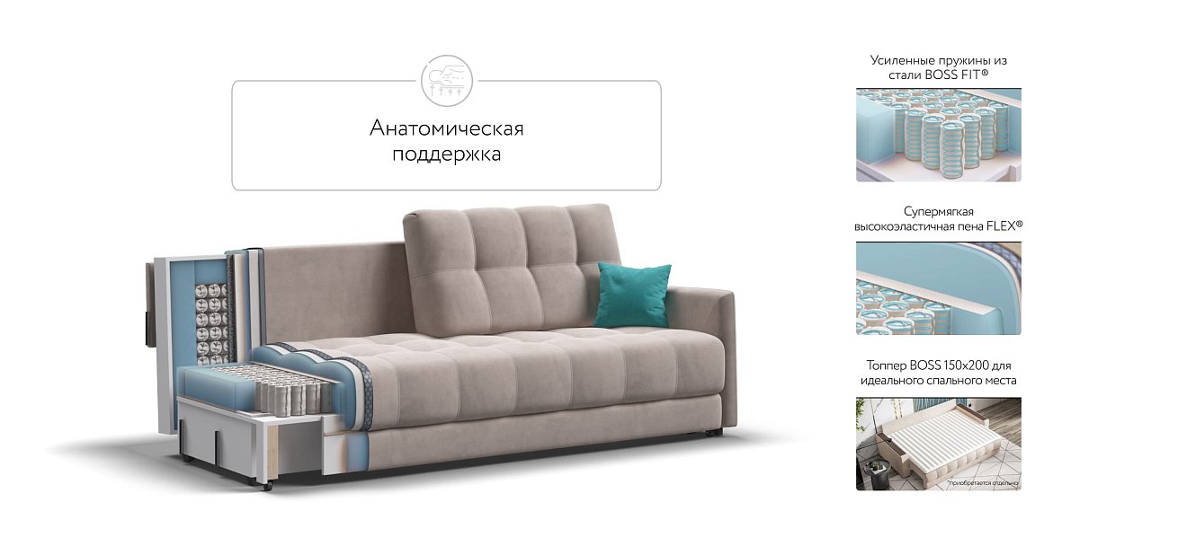 Диван BOSS 2.0 LOFT велюр Monolit латте