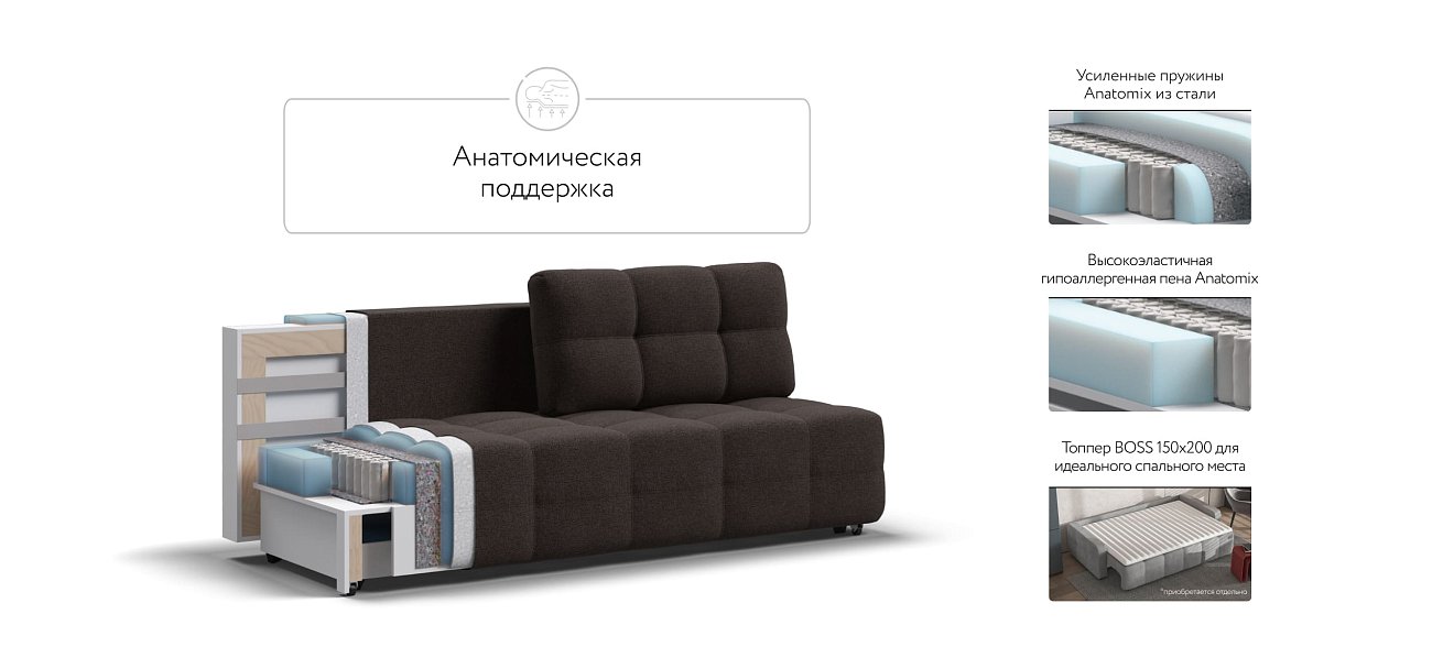 Диван Dandy MINI SE рогожка Malmo шоколад