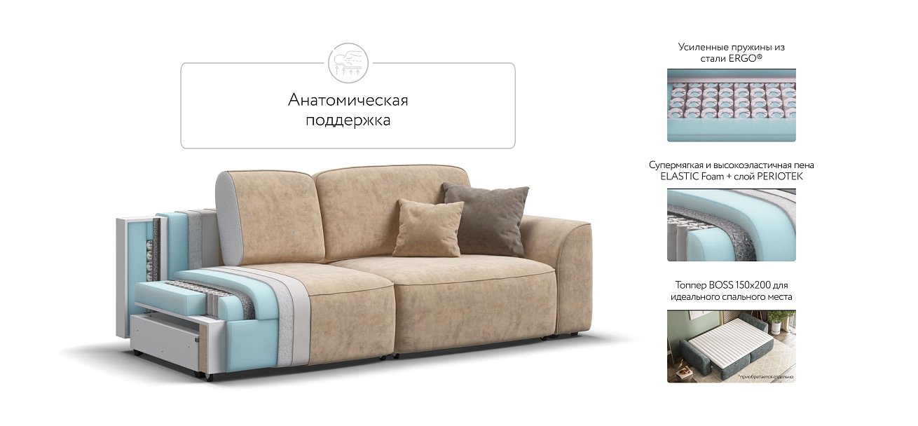 Диван KING SE Велюр Роял шампань