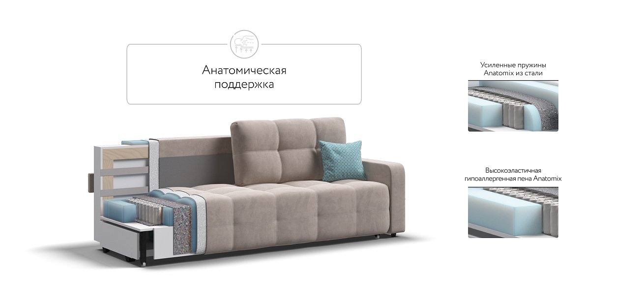 Диван Денди велюр Monolit латте