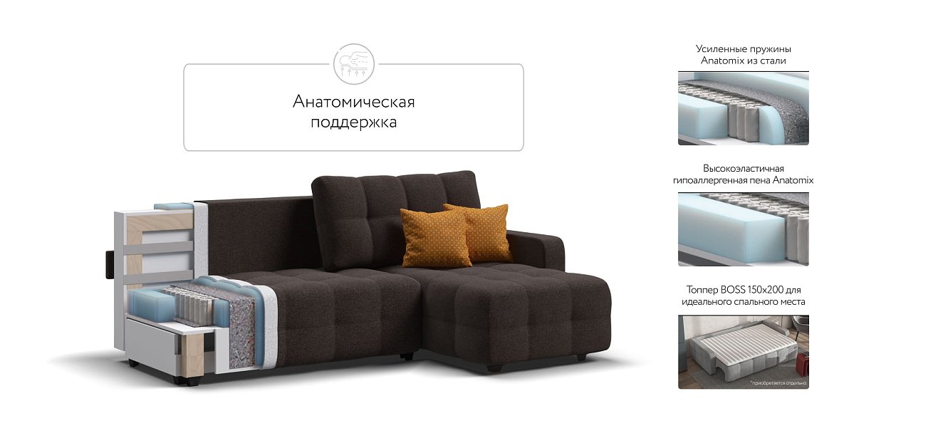 Угловой диван DANDY Euro SE Рогожка Malmo шоколад