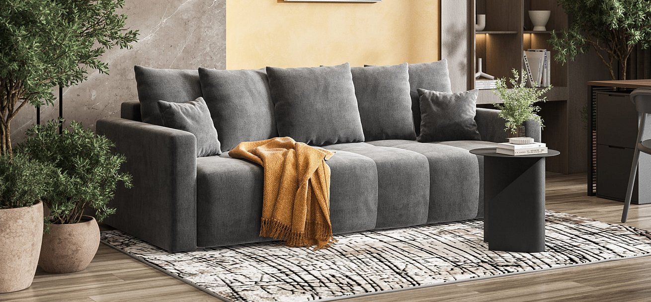 Диван BOSS TREND Велюр Monolit серый