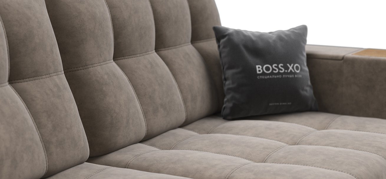 Диван BOSS.XO MAX Велюр Роял тауп / WOOD Smok