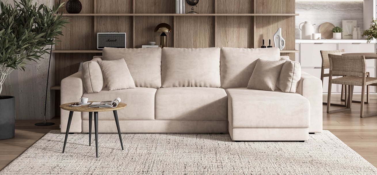 Угловой диван Босс Прайм ХЛ Велюр Monolit латте