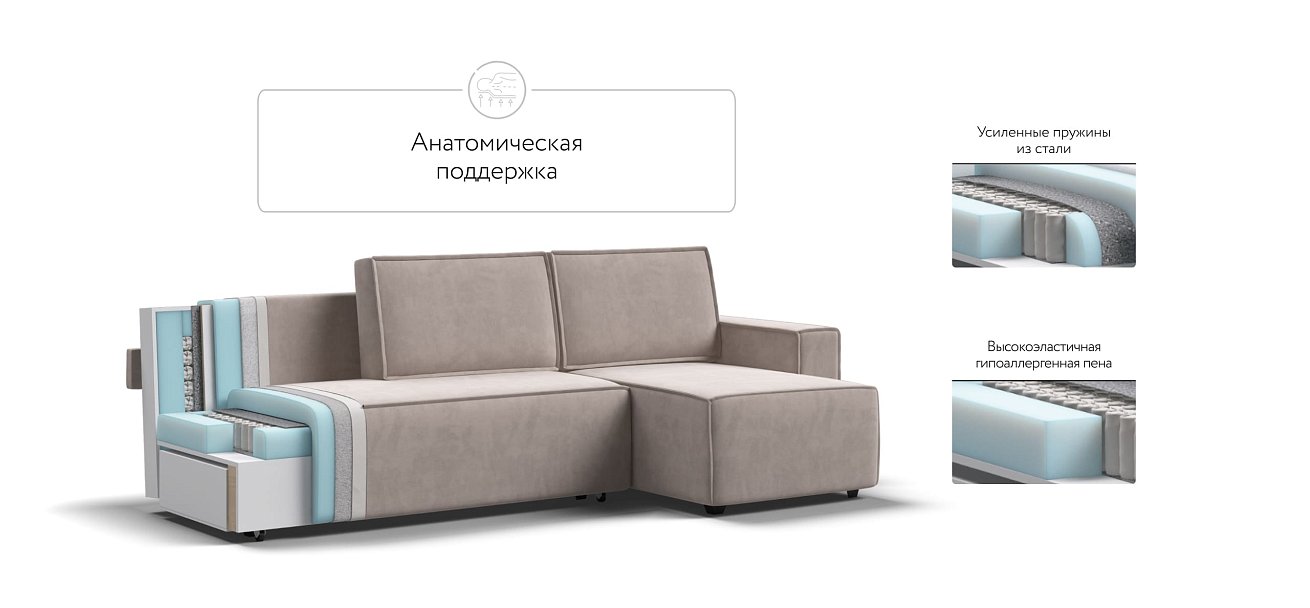 Угловой диван NORD 2.0 Велюр Monolit латте