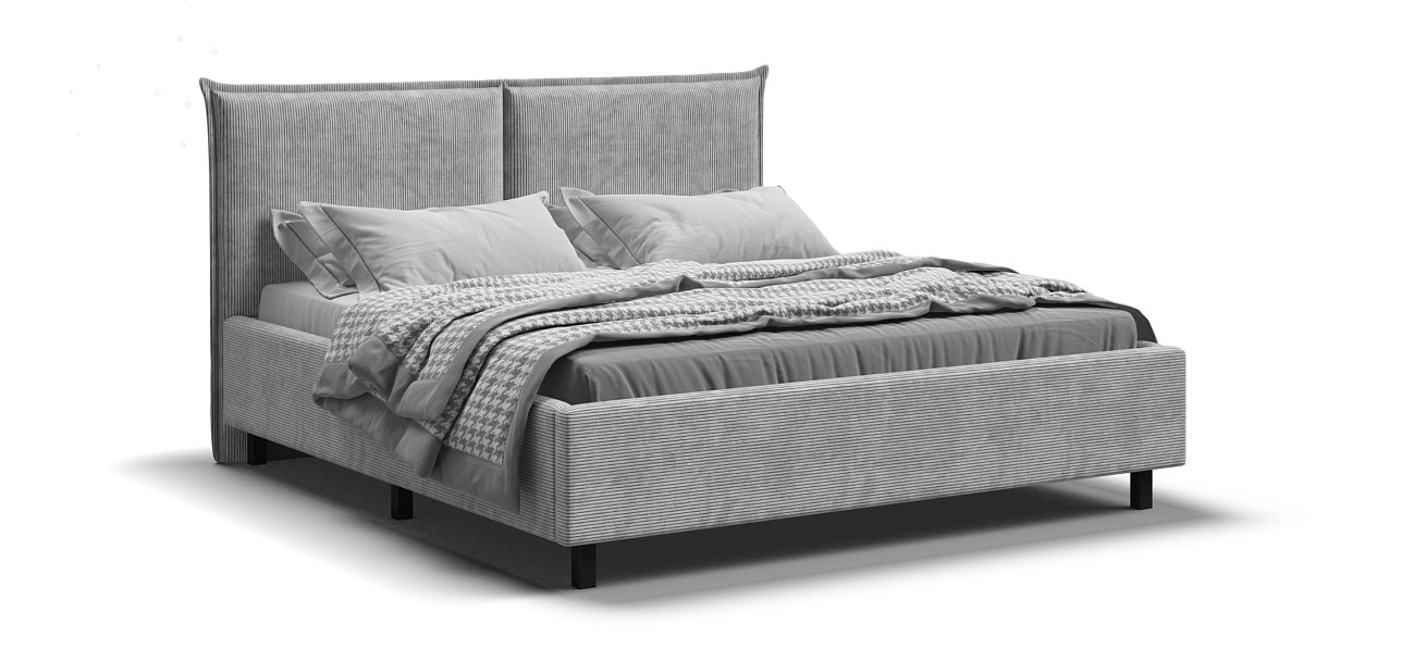 Кровать ЛЕО 160 Вельвет CORD серая