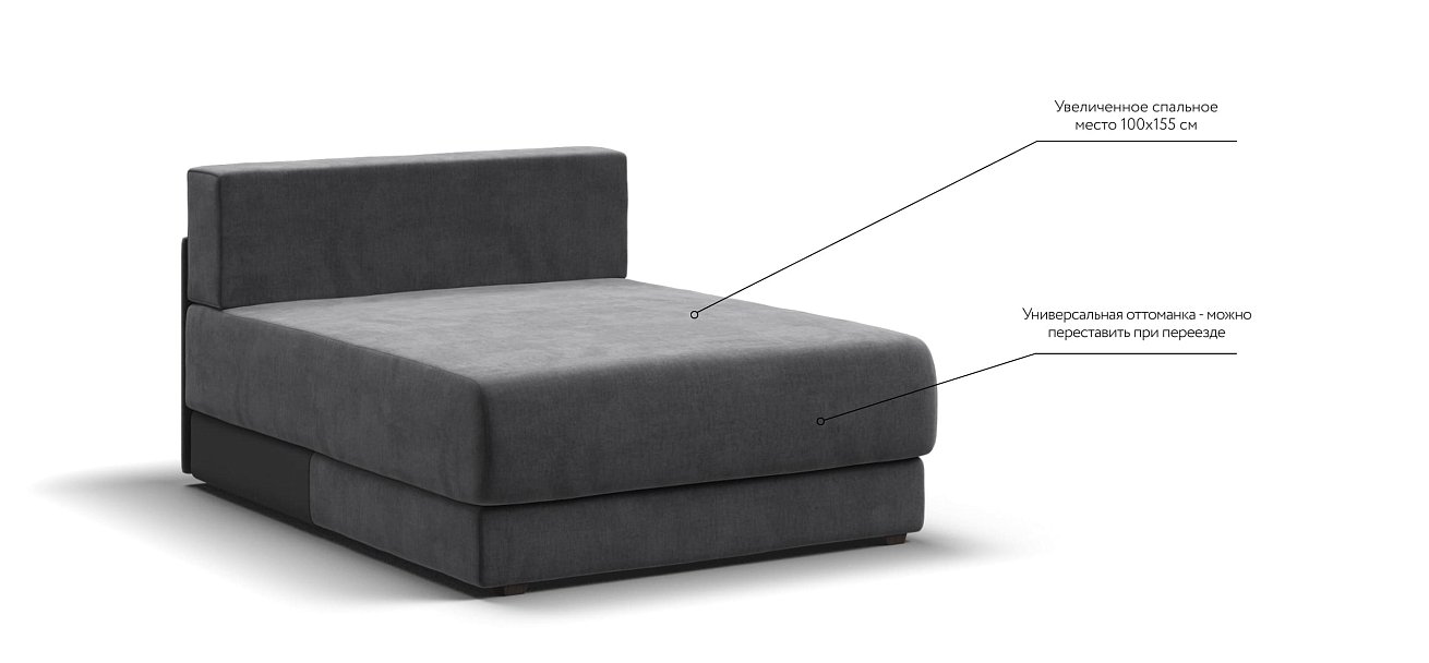 Оттоманка РИЧМОНД MODOOL Велюр Monolit серый