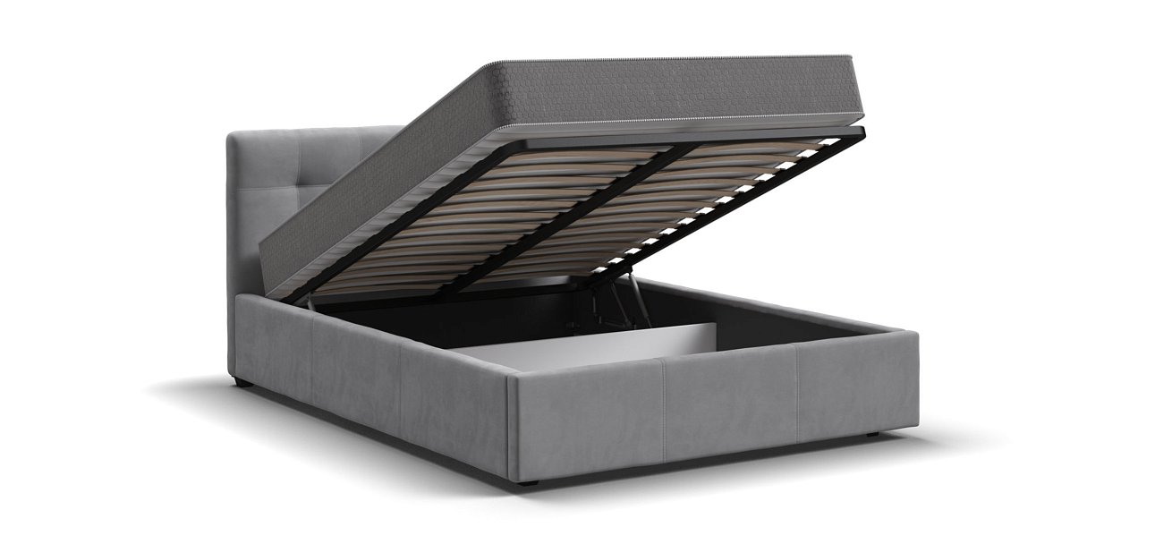 Кровать Белла 140*200 с ПМ велюр Monolit сталь