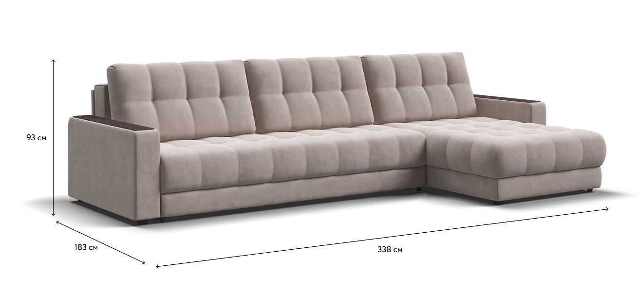 Угловой диван BOSS 3.0 MAX велюр Monolit латте