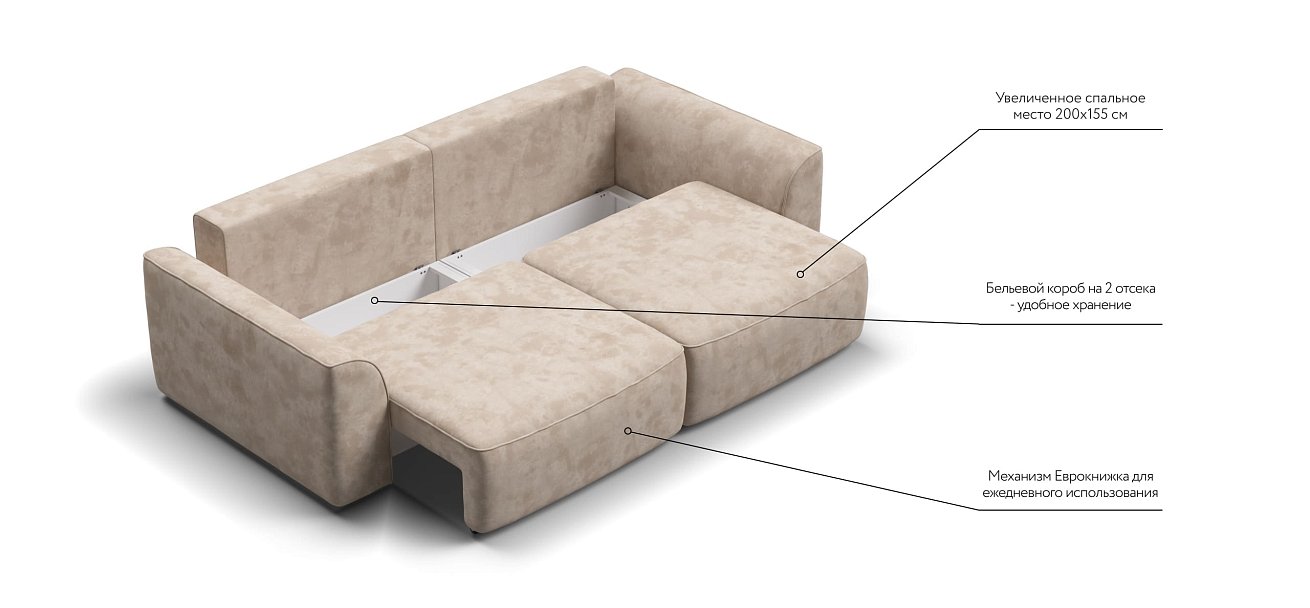 Диван KING SE велюр Alkantara пепел