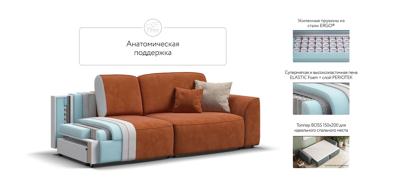 Диван KING SE велюр Alkantara оранж