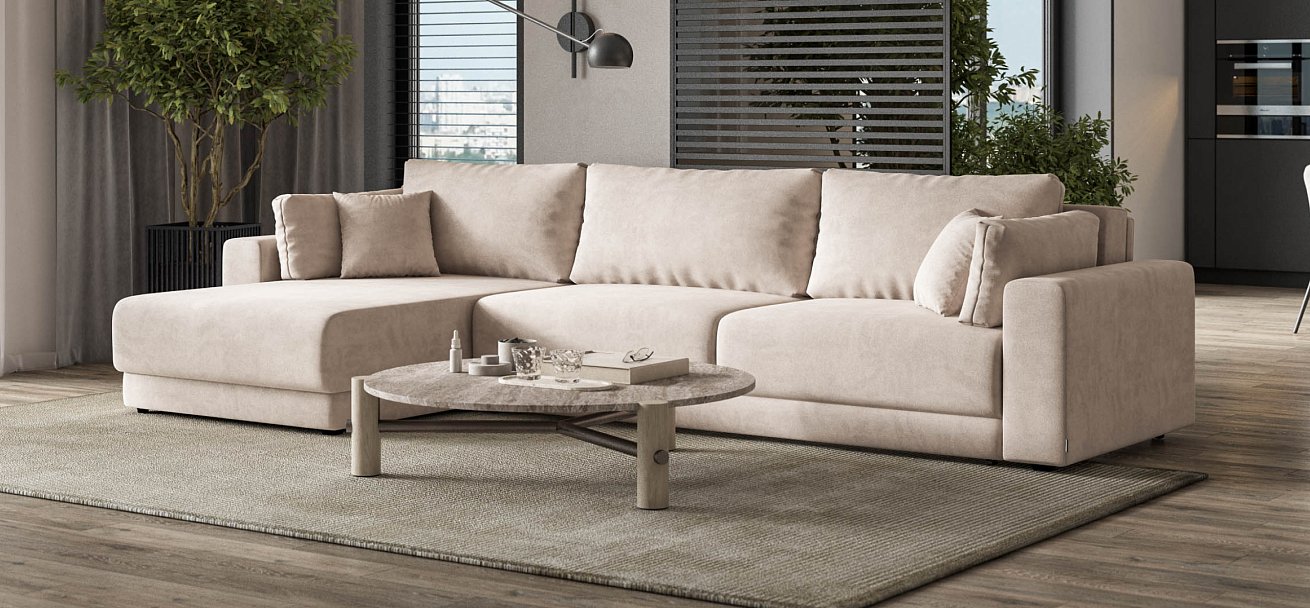 Угловой диван Босс Прайм Макс Велюр Monolit латте