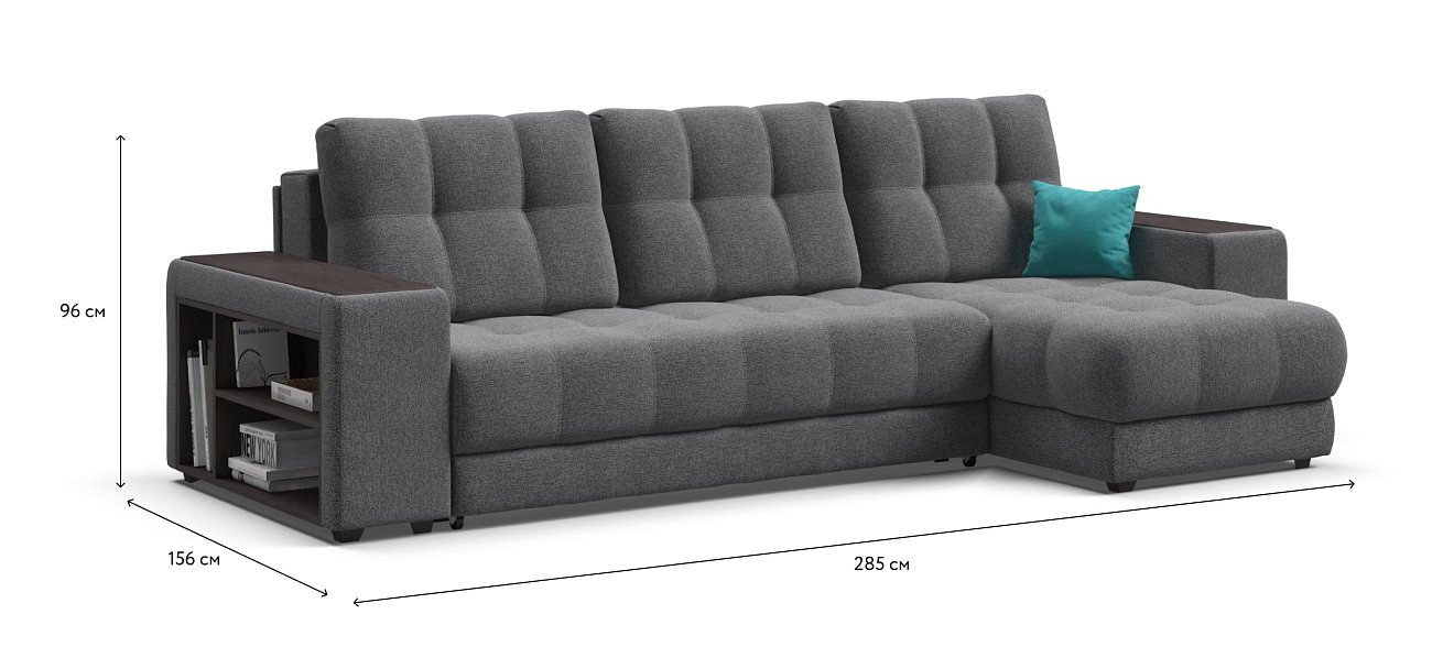 Угловой диван BOSS 3.0 XL рогожка Malmo серый