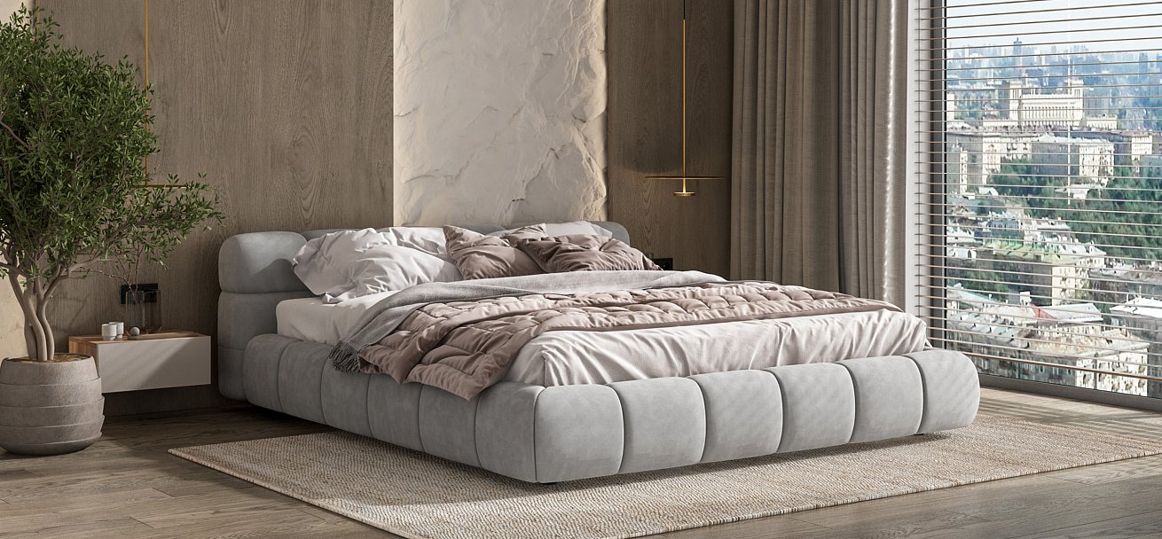 Кровать Босс Дрим 180*200 Про велюр Monolit сталь