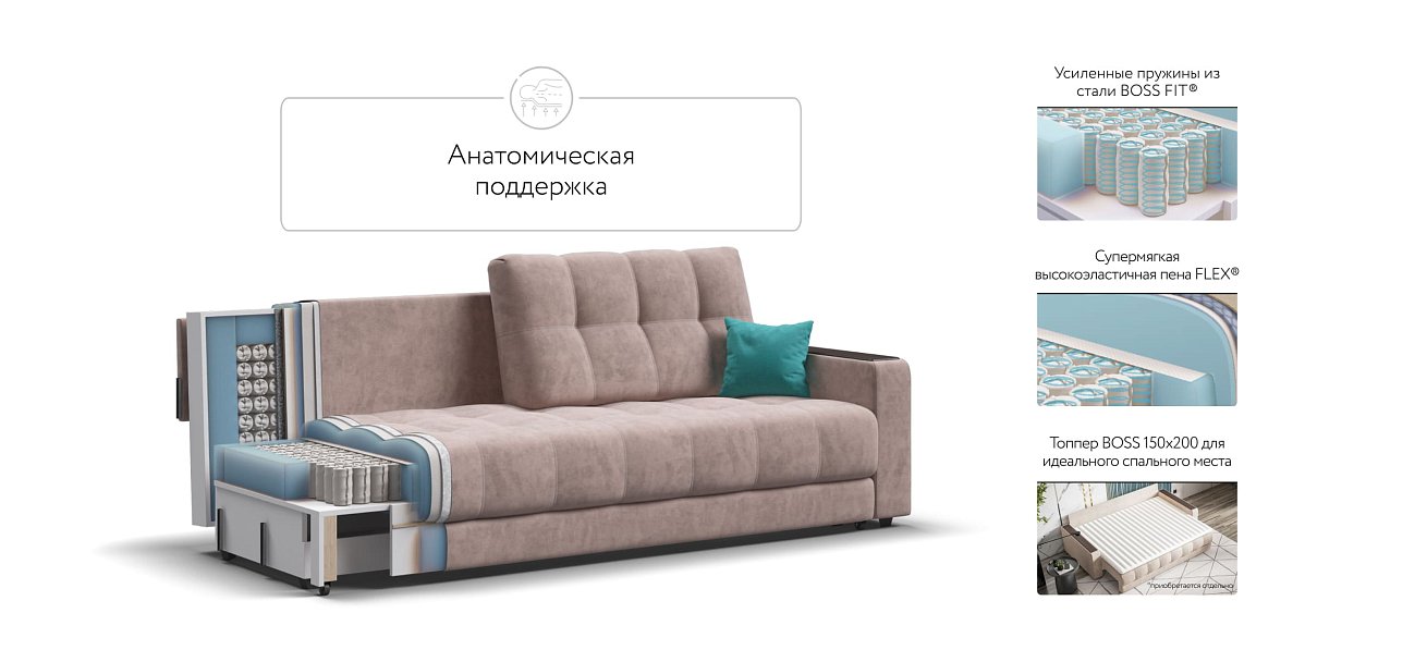 Диван BOSS 2.0 Велюр Royal пион NEW