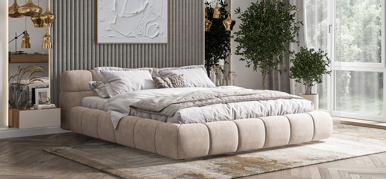 Кровать Босс Дрим 180*200 Про велюр Monolit латте