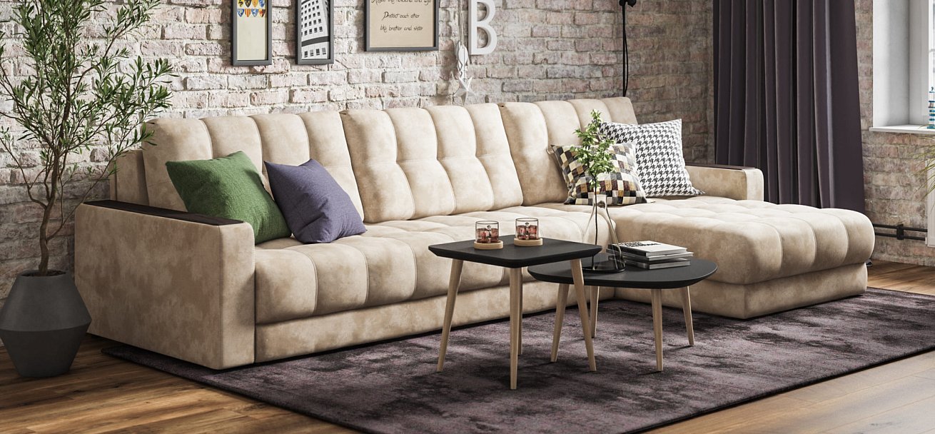 Угловой диван BOSS 3.0 MAX велюр Alkantara пепел