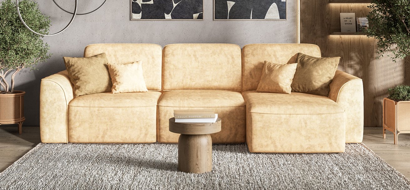 Угловой диван KING SE Велюр Роял шампань