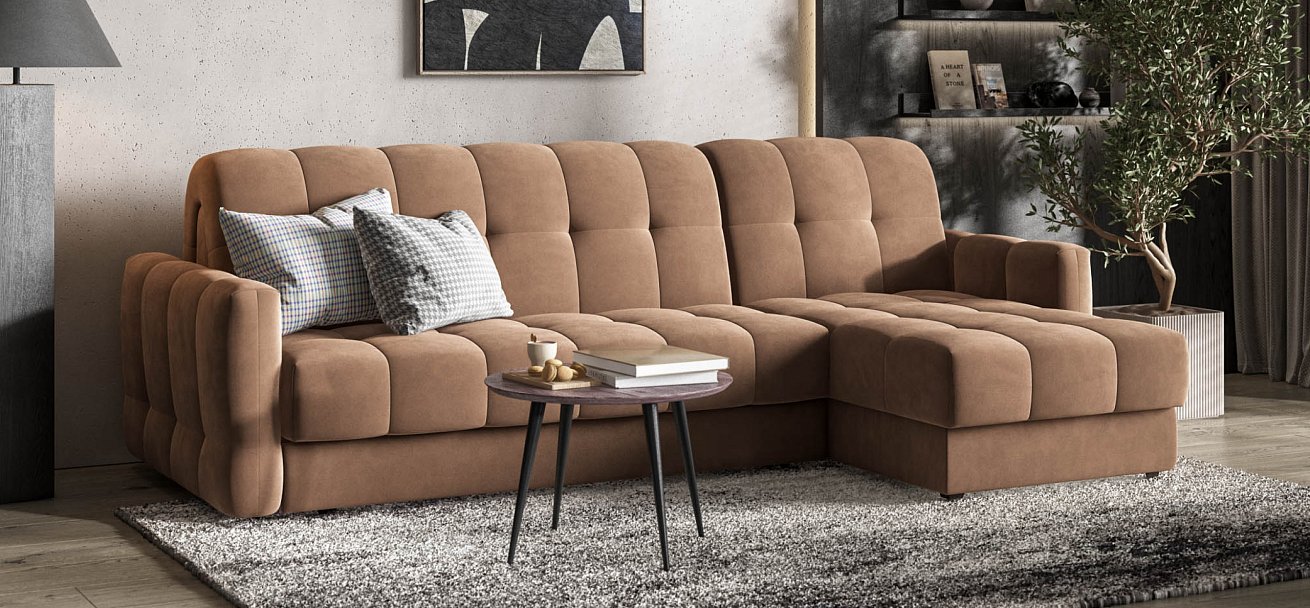 Угловой диван BOSS Sleep 160 велюр Monolit мокко