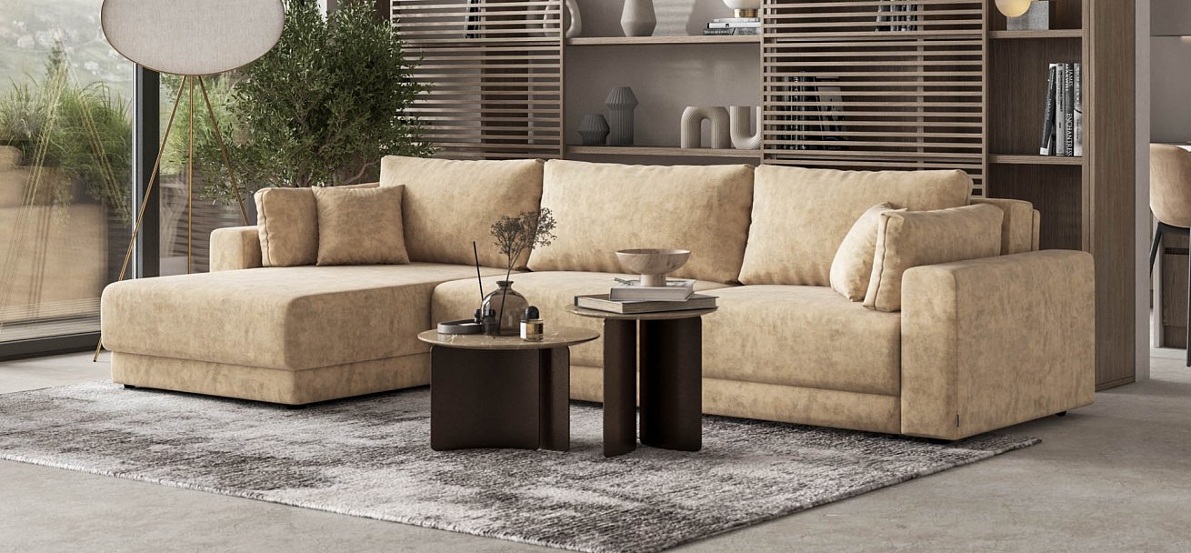 Угловой диван Босс Прайм Макс Велюр Роял шампань