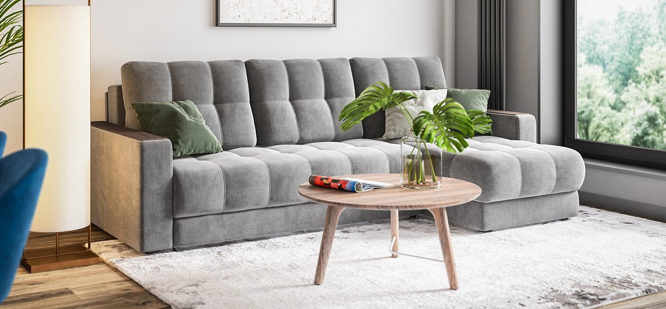 Угловой диван BOSS 3.0 Classic XL велюр Monolit серый