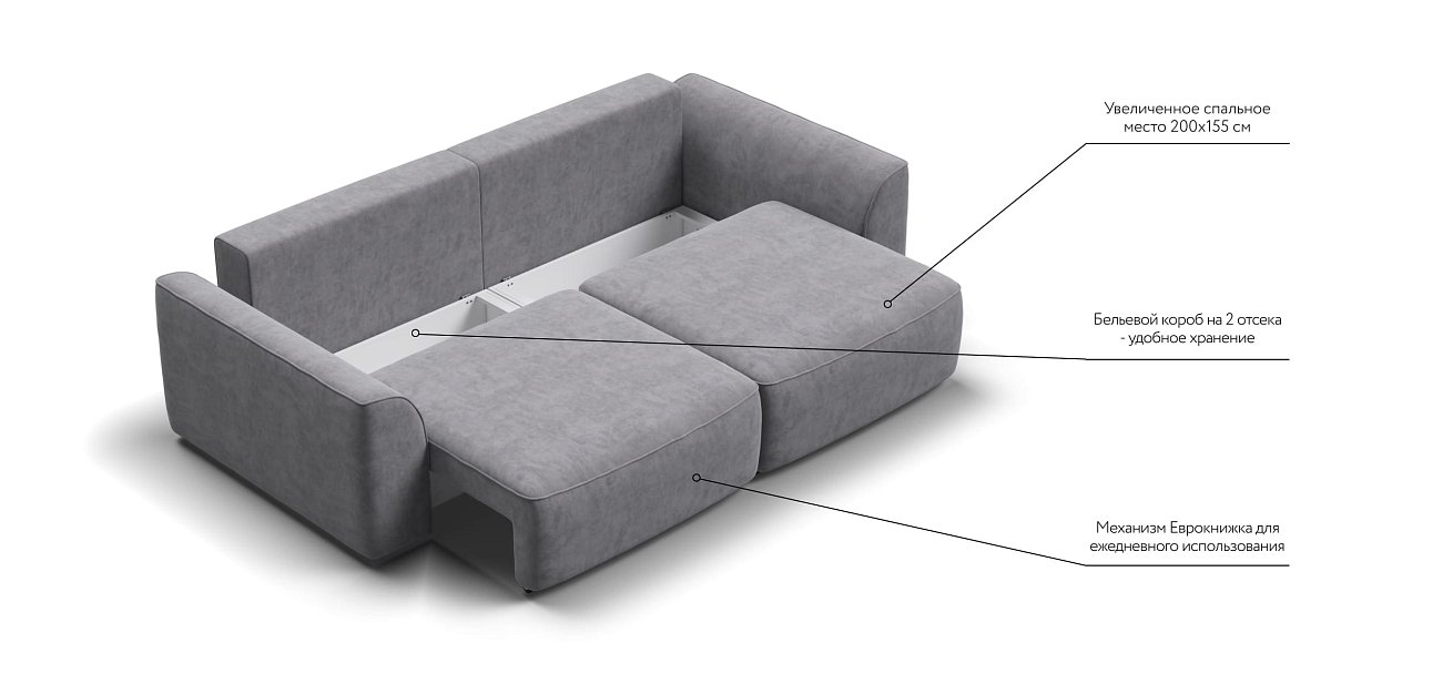 Диван KING SE Велюр Роял агат