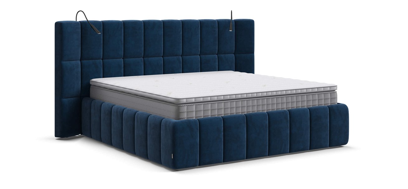 Кровать BOSS.XO 180*200 велюр Monolit синяя