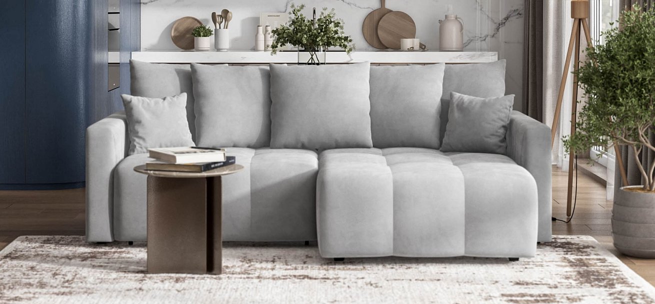 Угловой диван BOSS TREND Велюр Monolit сталь