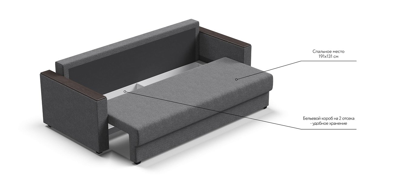 Диван Атланта 3 SE Malmo серый