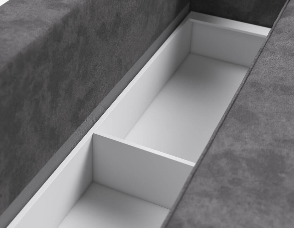 Бельевой короб под посадочной частью разделен на 2 отсека - удобное и безопасное хранение.