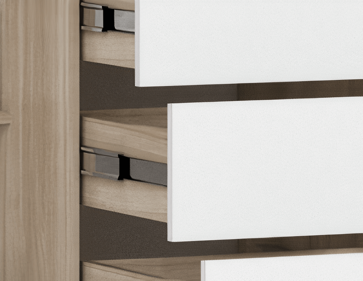 Полновыкатные шариковые направляющие у ящиков. 