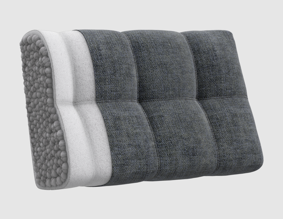 Приспинные подушки выполнены из холлофайбера и дробленой пены обеспечат комфортную посадку.