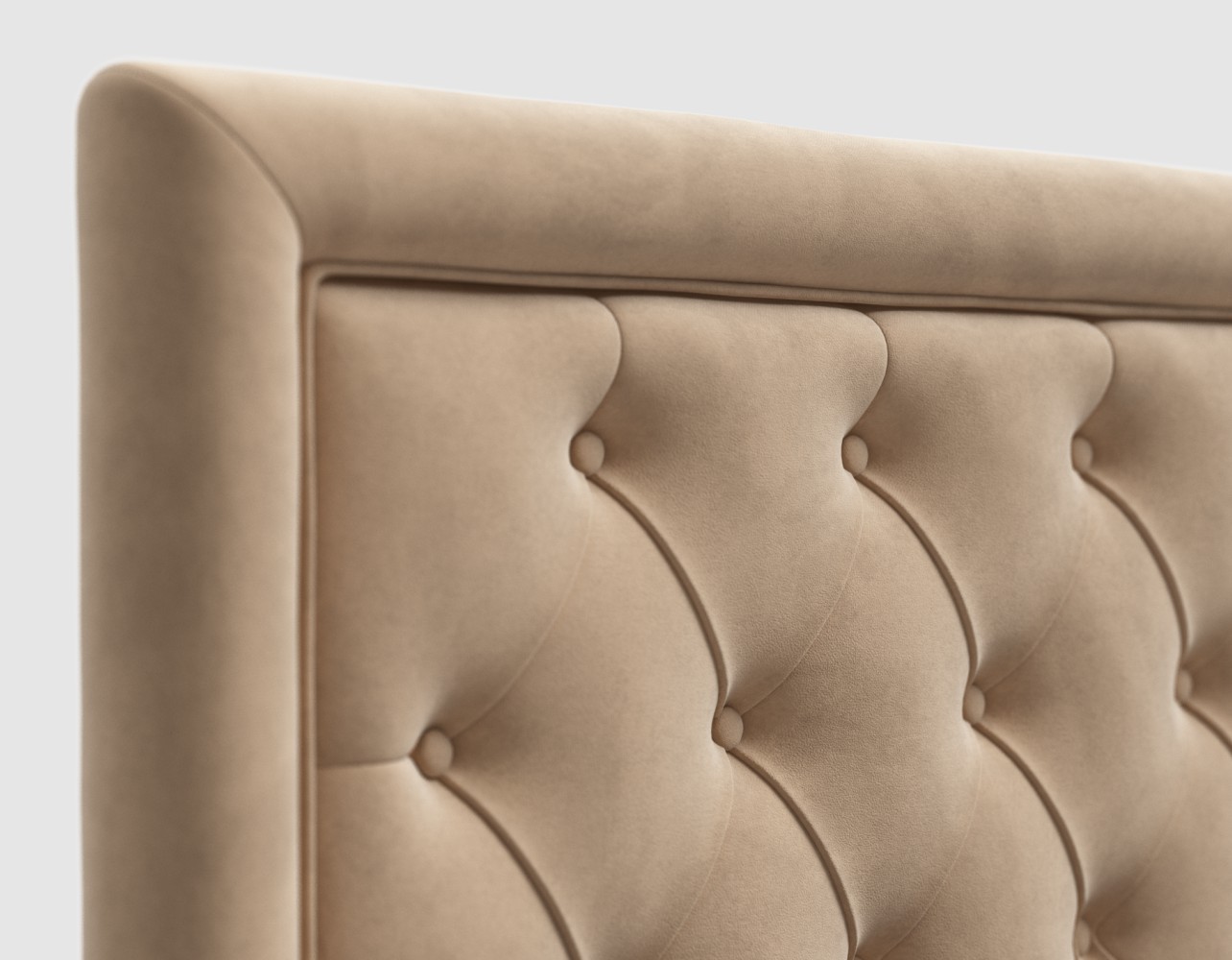 Классический дизайн: Высокое изголовье с каретной стяжкой.