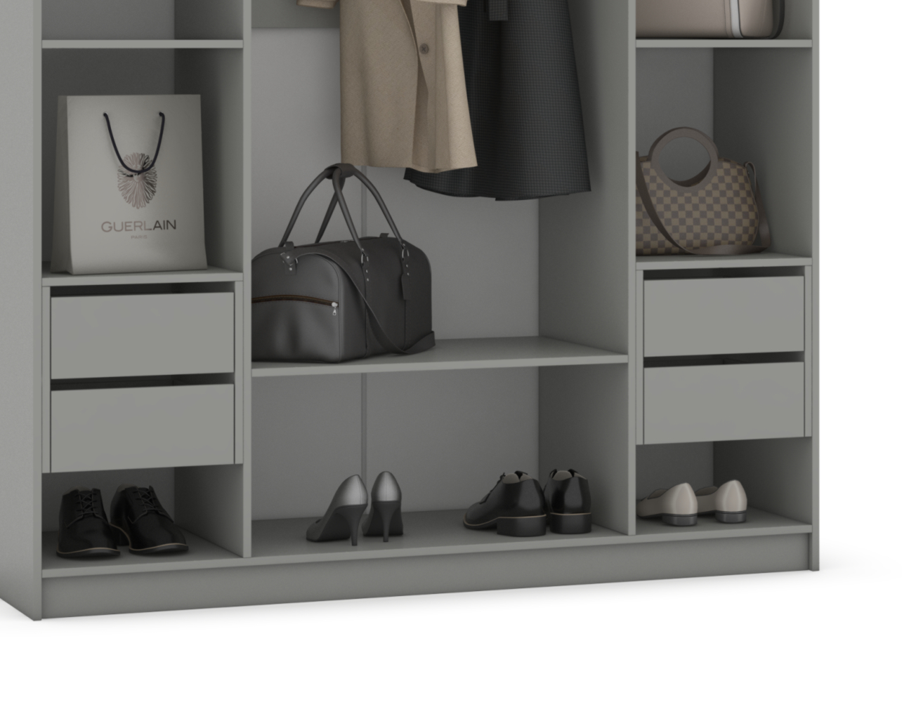 Комод в комплекте - четыре выдвижных ящика для хранения белья и аксессуаров